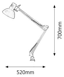 Rabalux 4216 ARNO - Pracovní stolní lampička stříbrná (Naklápěcí stříbrná stolní lampa na pracovní stůl )