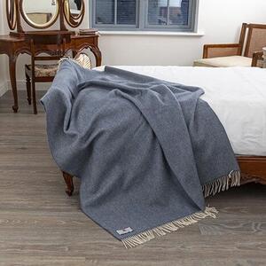 Deka Merino vlna / kašmír Denim Cream Herringbone 180 x 136 cm John Hanly