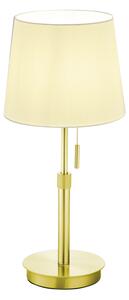 Trio Leuchten 509100108 LYON - Stolní moderní lampa s tahovým vypínačem a bílým textilním stínidlem, 56cm (Moderní stoní lampa, tahový vypínač , mosazná montura, výškově nastavitelná)