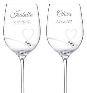 Dekorant Svatební sklenice na bílé víno Romance simple s krystaly Swarovski 330 ml 2KS