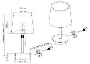 Trio Leuchten 509100108 LYON - Stolní moderní lampa s tahovým vypínačem a bílým textilním stínidlem, 56cm (Moderní stoní lampa, tahový vypínač , mosazná montura, výškově nastavitelná)