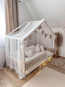 Domečková postel HouseBed se zábranou - příčky 180x80 cm - zvýšená + prodloužená zábrana