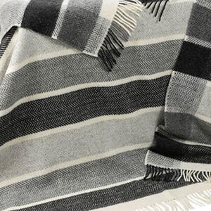 Deka Merino vlna / kašmír Charcoal Grey Horizontal Stripe 180 x 136 cm John Hanly