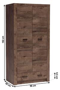 Vysoká šatní skříň z tmavého jasanu s výraznou reliéfní kresbou typ 01 TK210