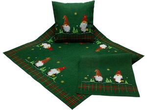Vánoční vyšívaný ubrus Santa Claus zelený TiaHome - 40x85 cm