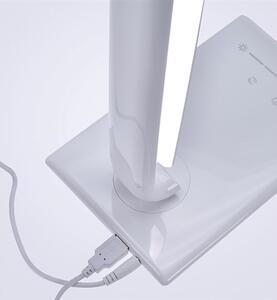 Solight WO37-W - Stolní stmívatelná lampička s USB výstupem na nabíjení, 3000 - 6500K, 12W, barva bílá (Moderní LED lampa na pracovní stůl, změna barvy světla )