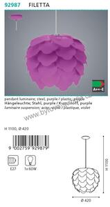 Eglo 92987 FILETTA - Závěsný fialový lustr (Závěsný lustr s fialovým plastovým stínidlem)
