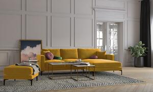 Žlutá Sametová čtyřmístná pohovka Harmony pravý roh 248 × 160 × 90 cm KOOKO HOME
