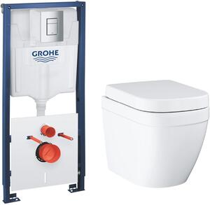 Sada záchodová mísa Grohe Euro Ceramic 39554000, podomítkový WC modul s tlačítkem a těsněním Grohe Solido 39930000