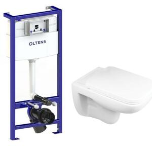 Sada podomítkový WC modul Oltens Triberg 50001000, WC mísa se sedátkem s pomalým sklápěním Oltens Ribe 42010000