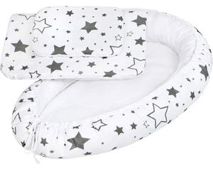 NEW BABY Luxusní Hnízdečko pro miminko s peřinkou hvězdy šedé Bavlna/Polyester 48x78 cm