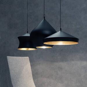 Tom Dixon LED závěsné světlo Beat Wide, černé, 36 cm, mosaz, stmívatelný, Černá, Obývací pokoj / jídelna, Mosaz, Design