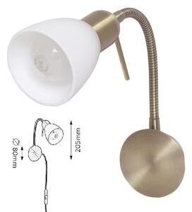 Rabalux 6320 SOMA - Nástěnné svítidlo s kabelem do zásuvky, barva bronz, 1 x E14 (Svítidlo v bronzové barvě na zeď s vypínačem na kabelu)