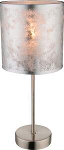 Globo 15188T AMY - Moderní stolní lampa s textilním stínidlem ve stříbrné barvě 1 x E14 (Stolní textilní lampička)