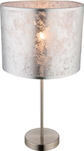 Globo 15188T1 AMY - Moderní stolní lampa s textilním stínidlem ve stříbrné barvě 1 x E27 (Stolní textilní lampička)