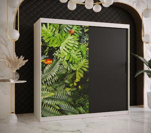 Šatní skříň Abi Paproc Barva korpusu: Bílá, Rozměry: 150 cm, Dveře: Paproc - kapradina + černá