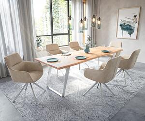 DELIFE Jídelní stůl Edge 260x100 cm akácie přírodní nerezová ocel stříbrná šikmý Live-Edge