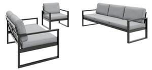 DREWMIX Zahradní sestava OUTDOOR, černá Set ve světlé šedé látce PATIO BASE 7