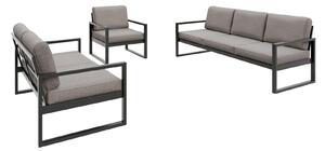 DREWMIX Zahradní sestava OUTDOOR, černá Set ve světle hnědé látce PATIO DECOR 3