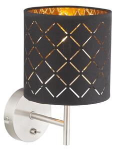 Globo 15229W CLARKE - Nástěnná lampička s vypínačem 1 x E14 (Textilní nástěnná lampička)