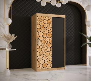 Šatní skříň Abi Sosna Barva korpusu: Bílá, Rozměry: 150 cm, Dveře: Sosna + černá
