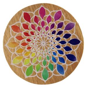 AMADEA Dřevěná krabička kulatá mandala, masivní dřevo, 8 cm, český výrobek