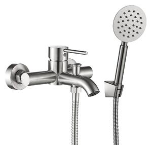 Kuchinox Noia, nástěnná vanová baterie s ruční sprchovou soupravou, broušená ocel, LAV-BNK_211D