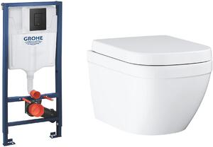 Sada WC mísa se sedátkem s pomalým sklápěním Grohe Euro Ceramic 39693000, podomítkový WC modul se splachovacím tlačítkem Grohe Solido 38811KF0