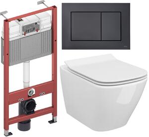 Sada WC mísa se sedátkem s pomalým sklápěním Cersanit City S701-405, podomítkový WC modul Tece Base 9400407, 9240407