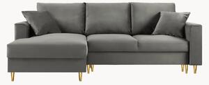 Čtyřmístná rohová rozkládací pohovka s úložným prostorem Cartadera Light Grey & Gold