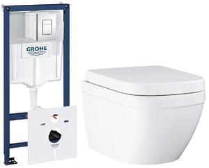 Sada WC mísa se sedátkem s pomalým sklápěním Grohe Euro Ceramic 39693000, podomítkový WC modul Grohe Rapid SL 38827000