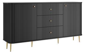 Komoda se zásuvkami Vesper 160 cm - černá / zlaté nohy