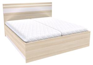 Dvoulůžko MIA s lamelovými rošty Šířka 180 cm, Akácie světlá, LED pásek v čele: s LED páskem