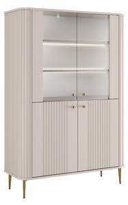Vitrína Vesper 103 cm čtyřdveřová - kašmír / zlaté nohy