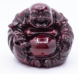 Smějící se Buddha hojnosti - soška Feng shui - vínová - velká - VADA VAD345