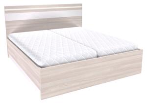 Dvoulůžko MIA s lamelovými rošty Šířka 180 cm, Jasan šedý, LED pásek v čele: s LED páskem