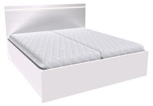 Dvoulůžko MIA s lamelovými rošty Šířka 160 cm, Bílá, LED pásek v čele: s LED páskem