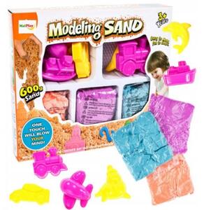 MalPlay Kinetický písek + formičky 3 barvy 600g