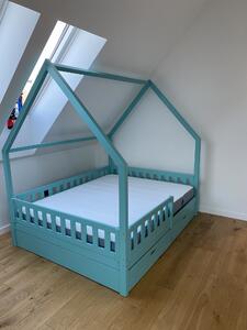 Domečková postel se šuplíky 200x160 cm - máta Vchod: vlevo