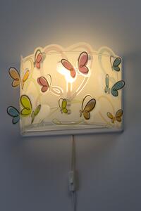 Dalber 62148 BUTTERFLY - Dívčí motýlkové svítidlo na zeď s kabelem do zásuvky + Dárek LED žárovka (Dětské svítidlo na zeď s motivem motýlků)
