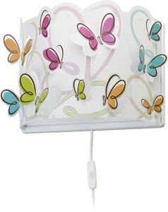 Dalber 62148 BUTTERFLY - Dívčí motýlkové svítidlo na zeď s kabelem do zásuvky + Dárek LED žárovka (Dětské svítidlo na zeď s motivem motýlků)
