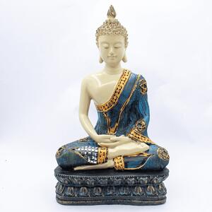 Meditující Buddha - soška Feng Shui - modro-bílá - VADA VAD324