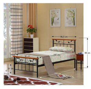 Jednolůžková kovová postel šíře 90x200 cm s lamelovým roštem TK4011