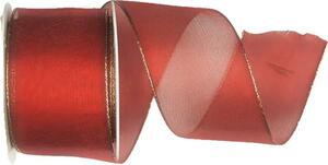 Vánoční stuha ORGANDY BASIC RED červená 40mm x 2m ( 14,-Kč/m)