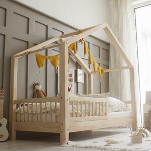 Domečková postel Housebed - příčky Velikost spací plochy: 120x60, Barva: přírodní dřevo, Výška nožiček: nohy 1 cm