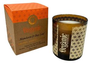 Organická vykuřovací svíčka 200g ve skle se zlatou fólií, Mandarin & Bay Leaf
