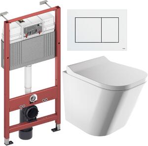 Sada podomítkový WC modul Tece Base 9400407, WC mísa se sedátkem s pomalým sklápěním Omnires Fontana FONTANAMWBP, 9.240.400