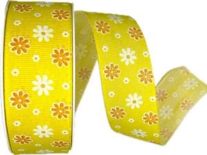 Stuha látková jarní FIORI DI PRIMAVERA GIALLO žlutá A 40mm x 20m (8,-Kč/m)