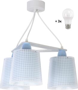 Dalber 80224T VICHY - Dětské závěsné svítidlo pro kluky + Dárek 3x LED žárovka (Dětský závěsný trojramenný modrý lustr )
