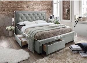 Manželská postel s roštem 160x200 cm látka šedohnědá TK3004